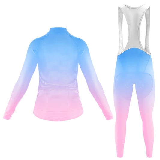 Blue-Pink Gradient Women's Long Sleeve Cycling Kit | Rsscsports