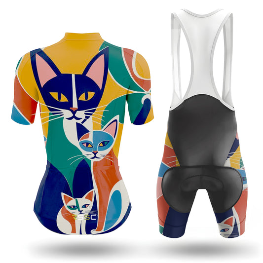 Colorful Cat Family Women's Short Sleeve Cycling Kit