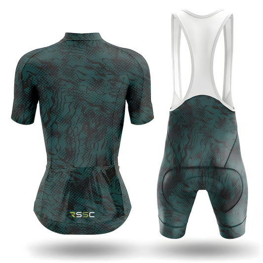 Blue Black Texture Women's Short Sleeve Cycling Kit