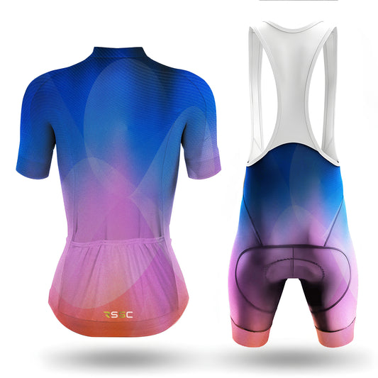 Blue Pink Orange Gradient Women's Short Sleeve Cycling Kit