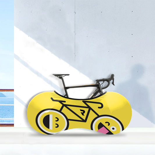 Smiling Emoticon Riding Bicycle Wheels Cover