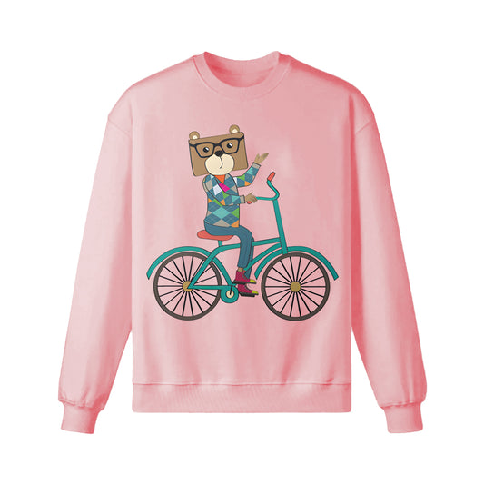 Nerdy Bear Riding A Bicycle Sweatshirt