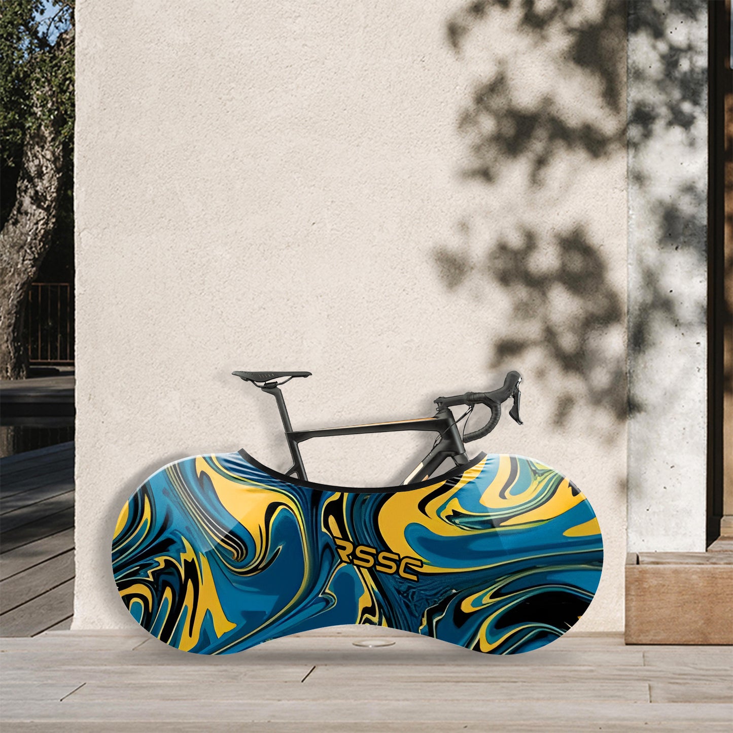 Yellow Blue Color Abstract Bicycle Wheels Cover