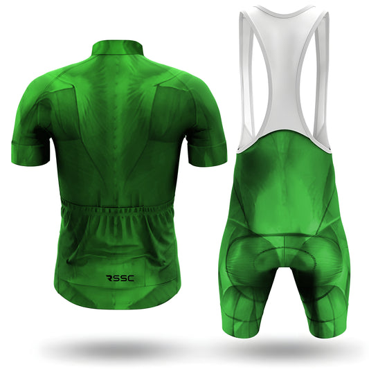 Men's Short Sleeve Cycling Jersey 3D Green Muscle | RSSC Premium Cycling Kit Back View