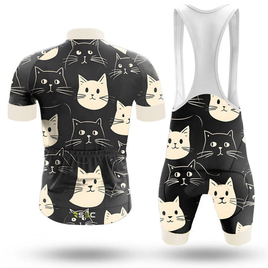 Men's Short Sleeve Cycling Jersey Happy Emoticon Cat | RSSC Premium Cycling Kit Back View
