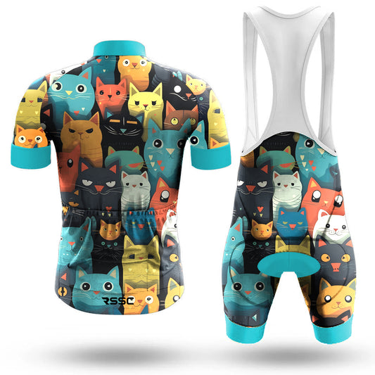 Men's Short Sleeve Cycling Jersey Cartoon Cat | RSSC Premium Cycling Kit Back View