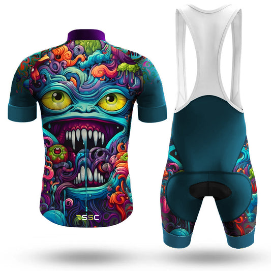 Men's Short Sleeve Cycling Jersey Abstract Graffiti Demon Doodle | RSSC Premium Cycling Kit Back View