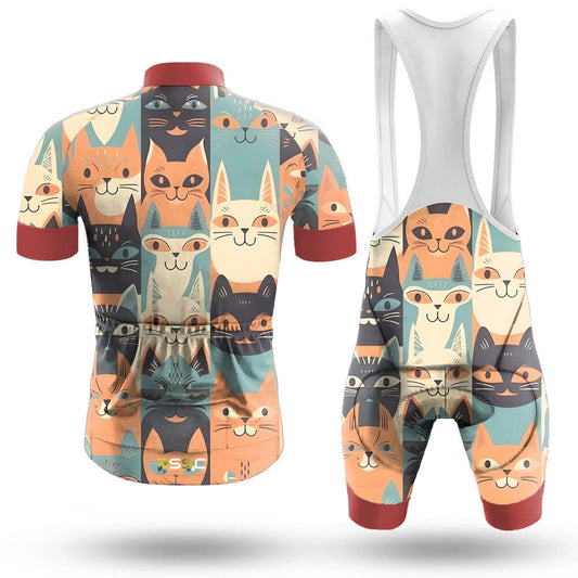 Men's Short Sleeve Cycling Jersey Emoticon Cat | RSSC Premium Cycling Kit Back View