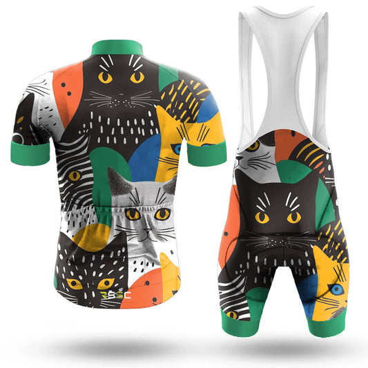 Men's Short Sleeve Cycling Jersey A Bunch Of Cats | RSSC Premium Cycling Kit Back View