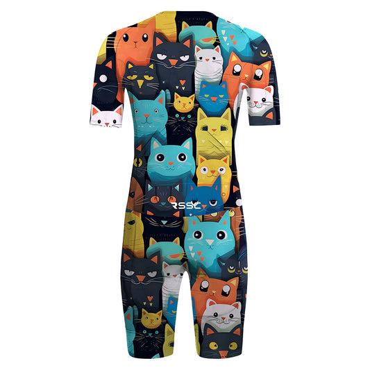 Cartoon Cat Men's Triathlon Suit