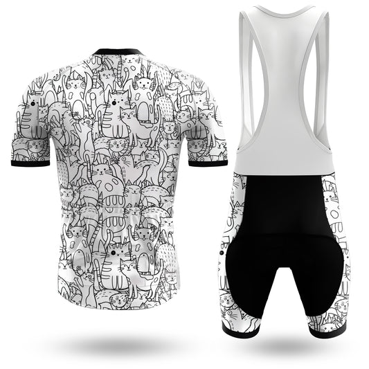 Conjunto de ciclismo de manga corta de gato blanco para hombre