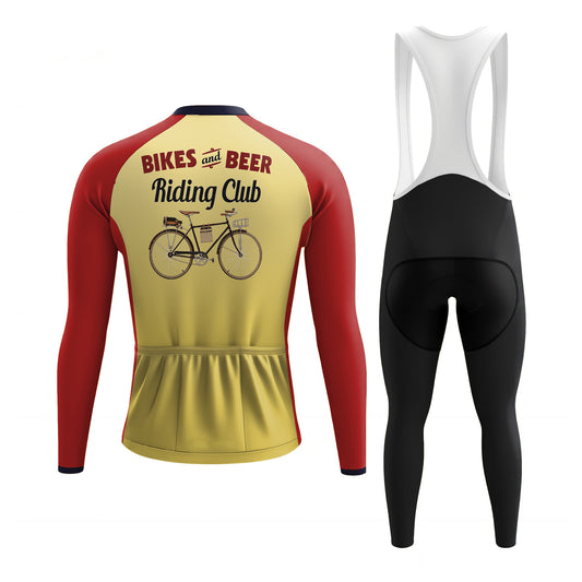 Retro Beer Riding Club Vintage Men's Long Sleeve Cycling Kit