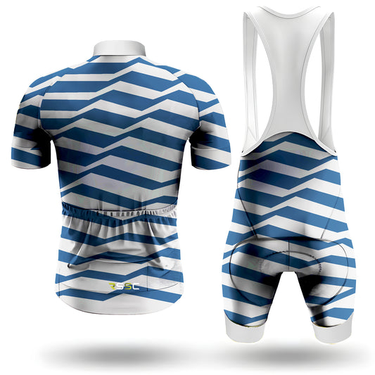 Men's Short Sleeve Cycling Jersey Blue Pattern | RSSC Premium Cycling Kit Back View