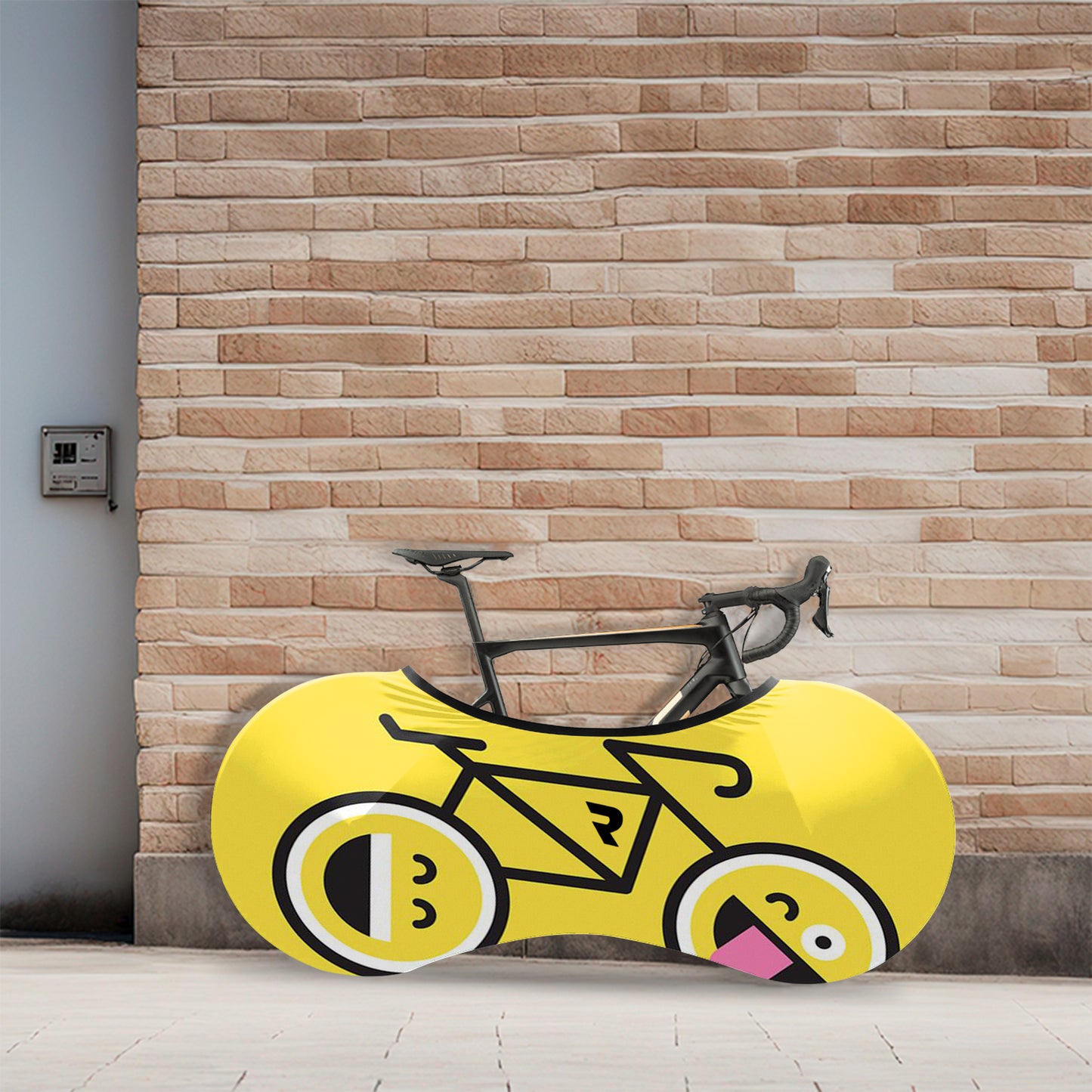 Smiling Emoticon Riding Bicycle Wheels Cover