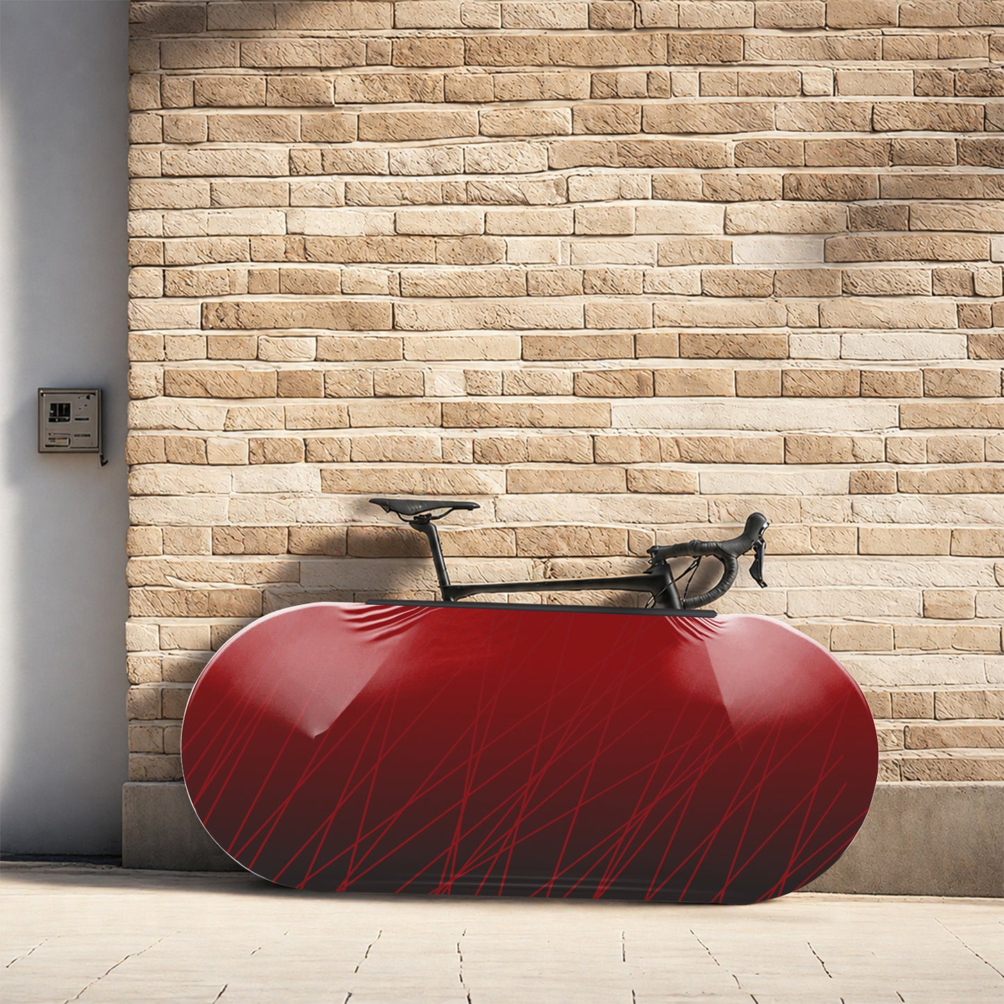 Red Lines Bicycle Wheels Cover