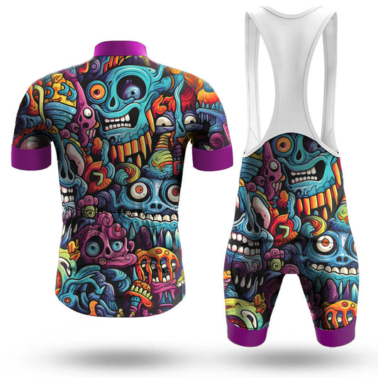 Men's Short Sleeve Cycling Jersey Alien Creatures Multicolor | RSSC Premium Cycling Kit Back View