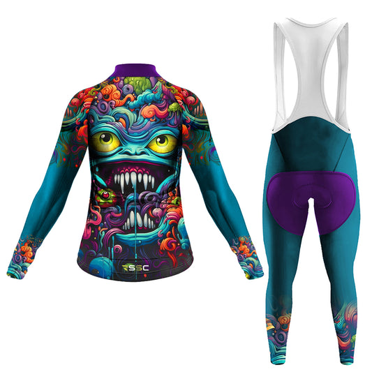 Abstract Graffiti Demon Doodle Women's Long Sleeve Cycling Kit | Rsscsports