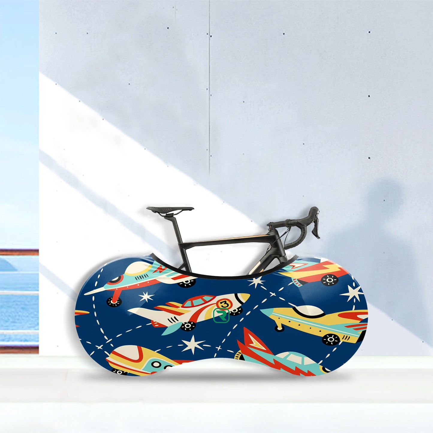 Airplane Illustration Bicycle Wheels Cover