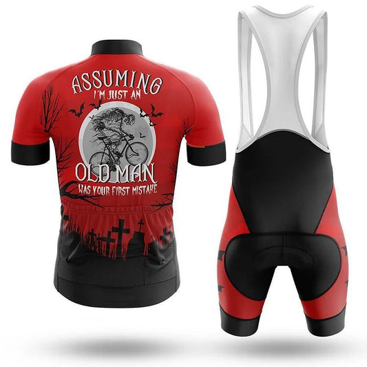Men's Short Sleeve Cycling Jersey Assuming Old Man | RSSC Premium Cycling Kit Back View