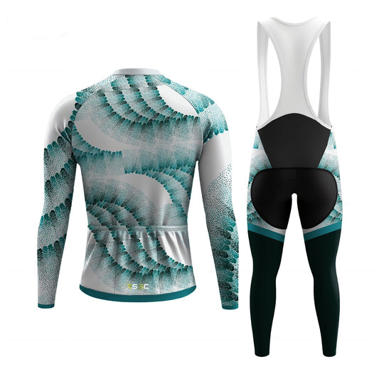 Teal Flow Dot Men's Long Sleeve Cycling Kit