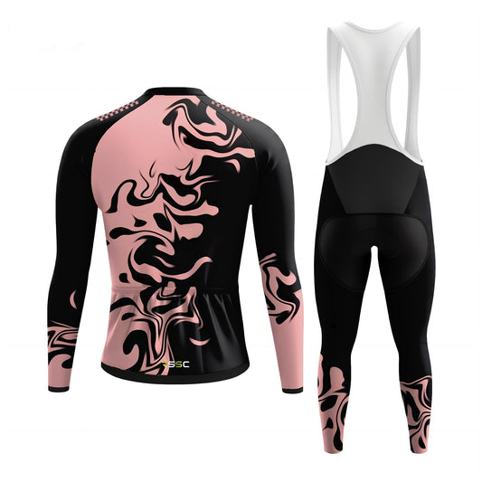 Pink And Black Men's Long Sleeve Cycling Kit