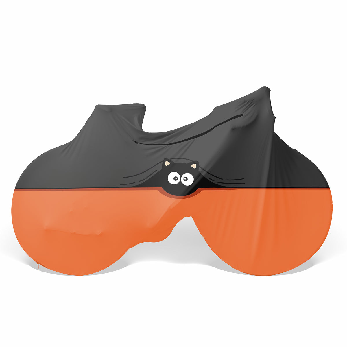 Vollständige Fahrradabdeckung mit großäugiger schwarzer Katze
