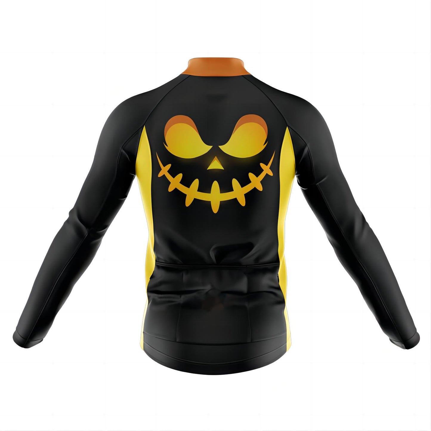 Men's Long Sleeve Cycling Jersey Jack-O-Lantern Cycling Jersey | RSSC Premium Cycling Kit Back View