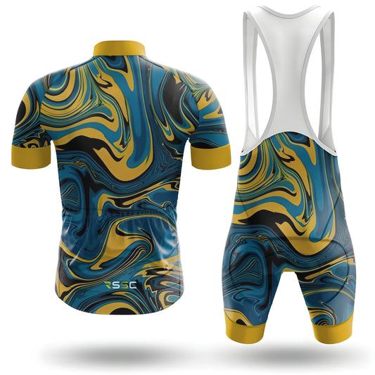 Yellow Blue Color Abstract Men's Cycling Kit