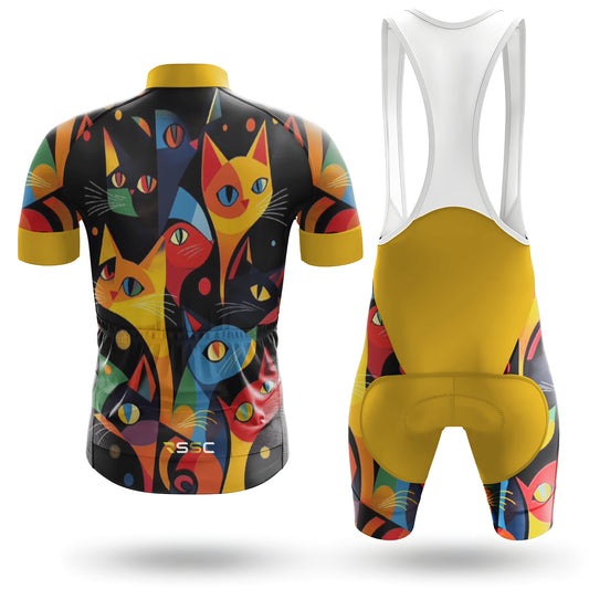 Colorful Geometric Cat Men's Cycling Kit