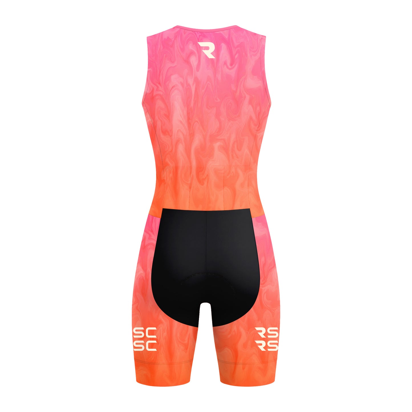 Vibrant Pink-Orange Women's Sleeveless Triathlon Suit