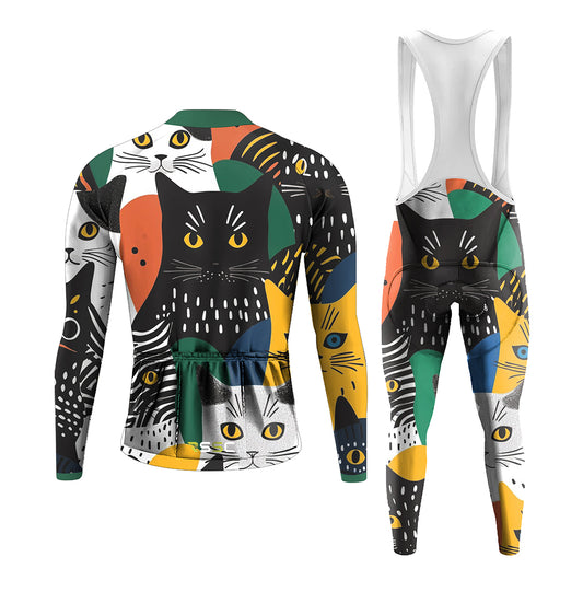 Men's Long Sleeve Cycling Jersey A Bunch Of Cats | RSSC Premium Cycling Kit Back View
