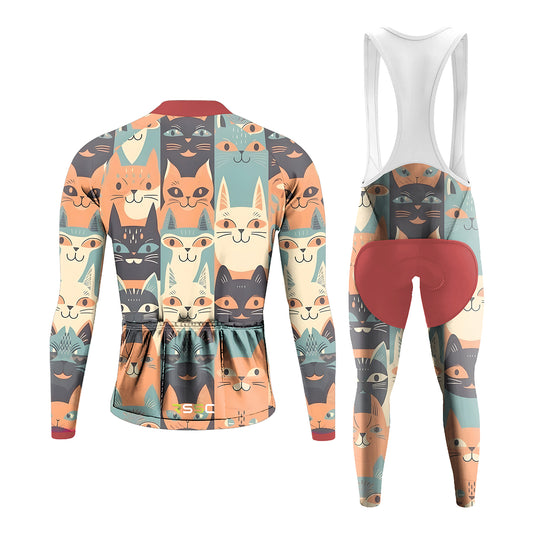 Men's Long Sleeve Cycling Jersey Emoticon Cat | RSSC Premium Cycling Kit Back View