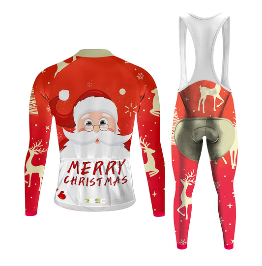Men's Long Sleeve Cycling Jersey Merry Christmas | RSSC Premium Cycling Kit Back View