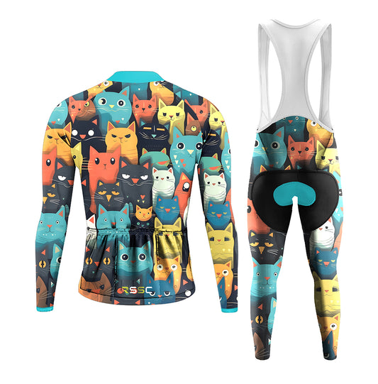 Men's Long Sleeve Cycling Jersey Cartoon Cat | RSSC Premium Cycling Kit Back View