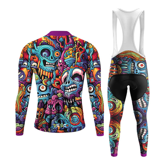Men's Long Sleeve Cycling Jersey Alien Creatures Multicolor | RSSC Premium Cycling Kit Back View
