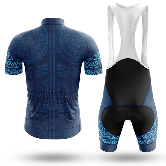 Men's Short Sleeve Cycling Jersey Blue Bike Pattern | RSSC Premium Cycling Kit Back View