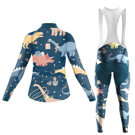Dinosaur Pattern Women's Long Sleeve Cycling Kit