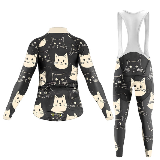 Happy Emoticon Cat Women's Long Sleeve Cycling Kit