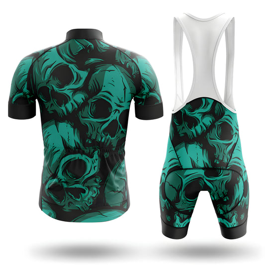 Men's Short Sleeve Cycling Jersey Green Skulls | RSSC Premium Cycling Kit Back View