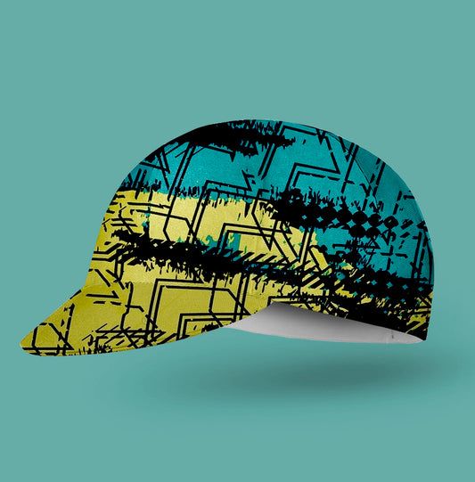 Yellow And Blue Graffiti Cycling Cap