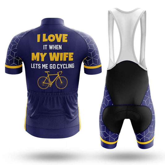Men's Short Sleeve Cycling Jersey I Love It When My Wife Lets Me Go Cycling | RSSC Premium Cycling Kit Back View