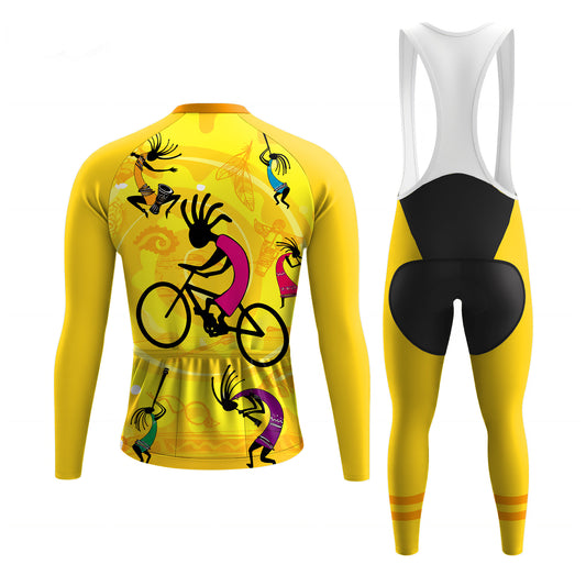 Yellow Kokopelli Men's Long Sleeve Cycling Kit