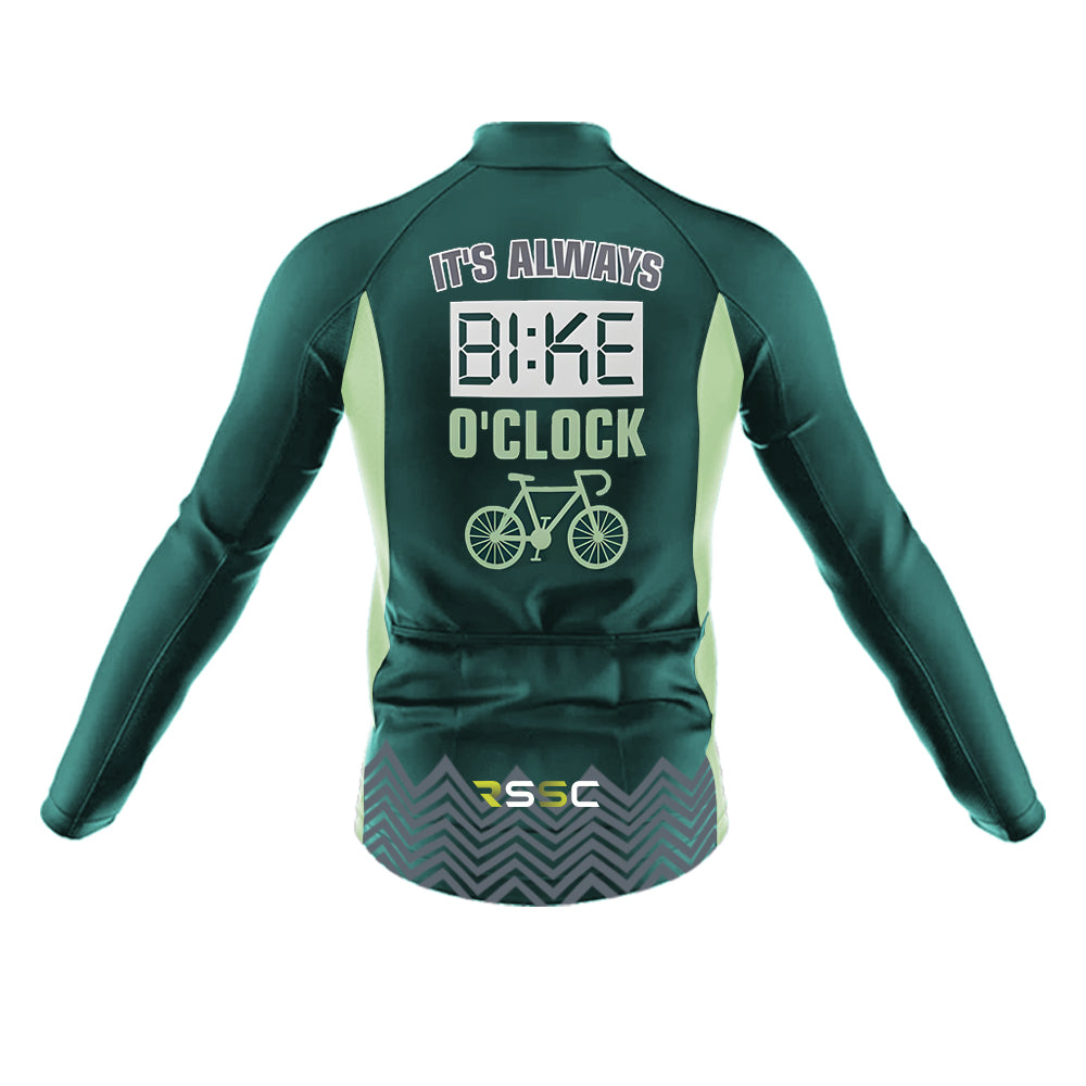 Men's Long Sleeve Cycling Jersey It's Always Bike O'clock Cycling Jersey | RSSC Premium Cycling Kit Back View