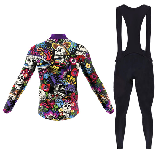 Men's Long Sleeve Cycling Jersey Carnival Girls and Skulls | RSSC Premium Cycling Kit Back View