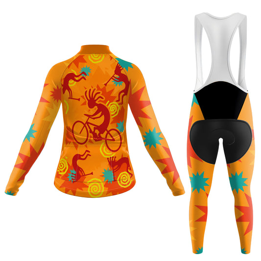 Orange Kokopelli Women's Long Sleeve Cycling Kit