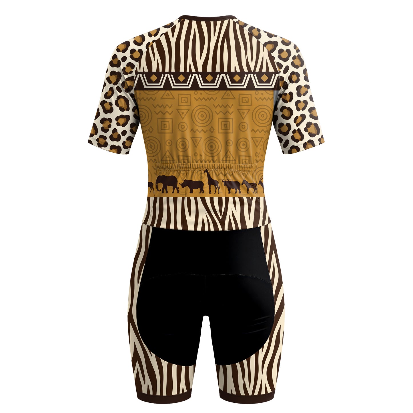 Safari Animal Print Women's Short Sleeve Triathlon Suit