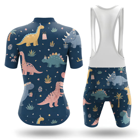 Ensemble de cyclisme pour femme à manches courtes motif dinosaures
