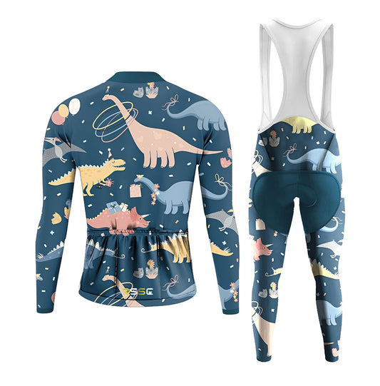 Men's Long Sleeve Cycling Jersey Dinosaur Pattern | RSSC Premium Cycling Kit Back View