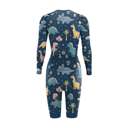Dinosaur Pattern Women's Long Sleeve Triathlon Suit