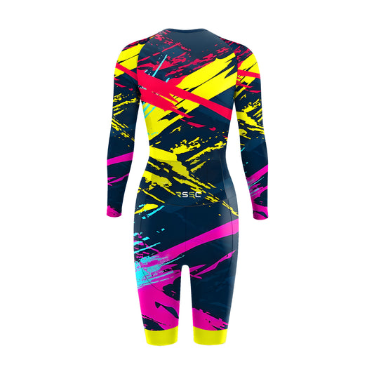 Colorful Abstract Movement Women's Long Sleeve Triathlon Suit
